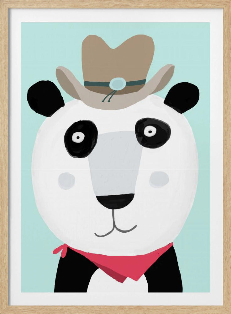 Funny Panda with Cowboy Hat by Artist Carla Daly | Poster