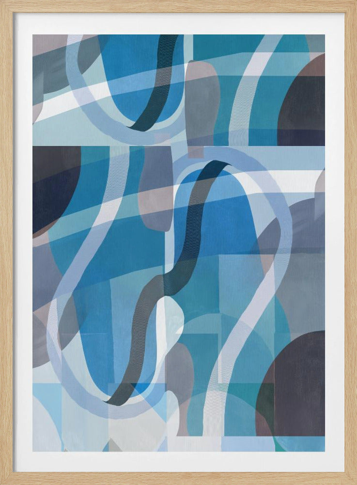 Abstract Blue and Neutral Swervy Shapes 2 | Poster