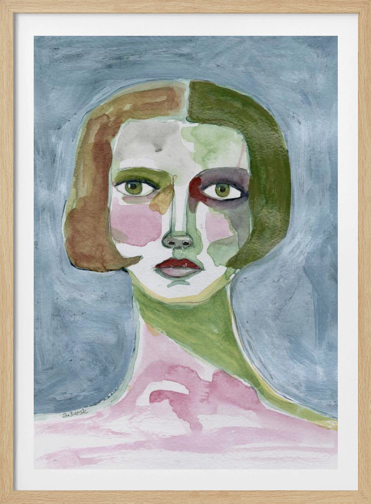 Lady with Bob haircut Grey Background | Poster