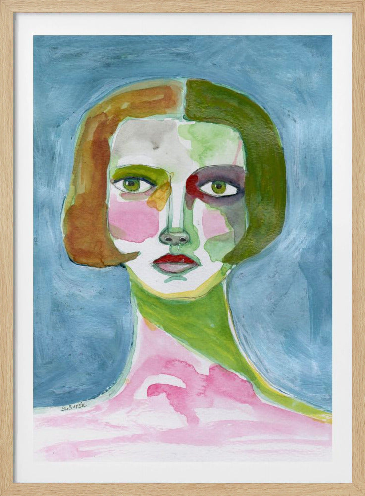 Lady with Bob haircut Blue | Poster