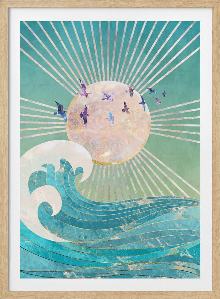 Sunset Golden Ocean Turquoise | Poster