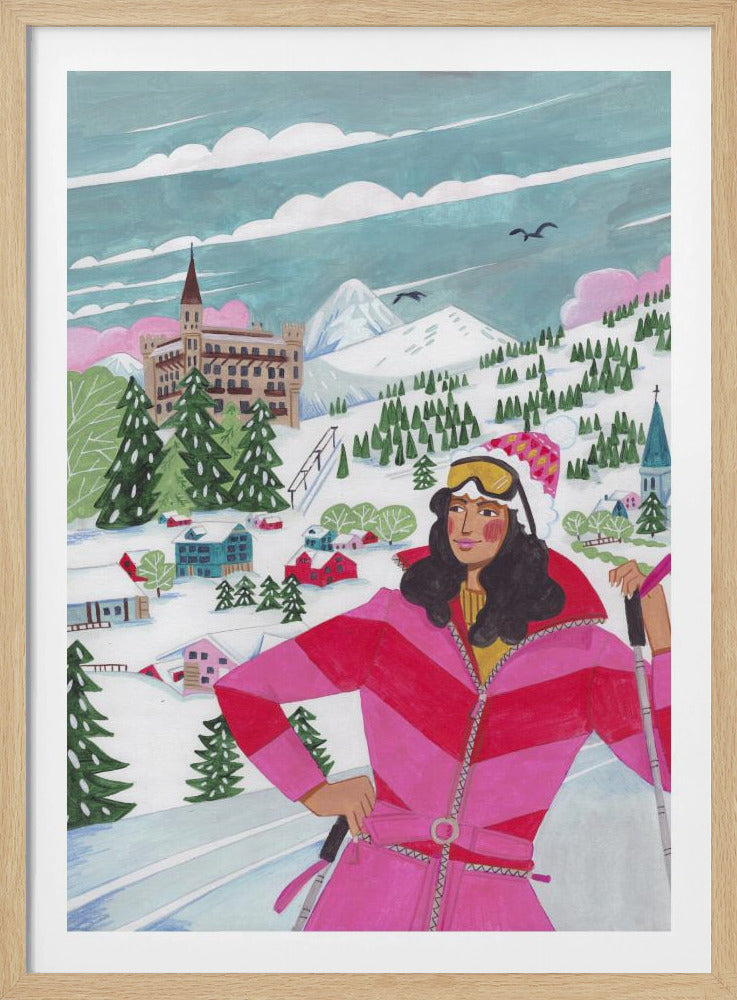 Winter Scene Woman Skiing | Poster