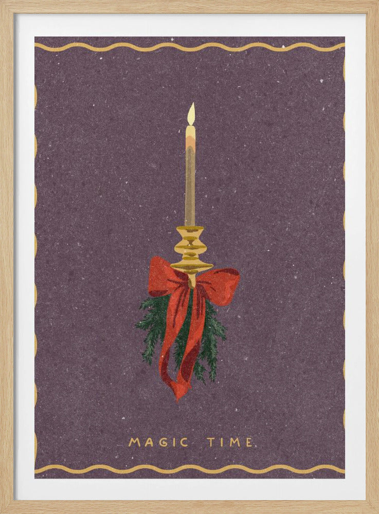 Candle with bow and spruce sprigs | Poster