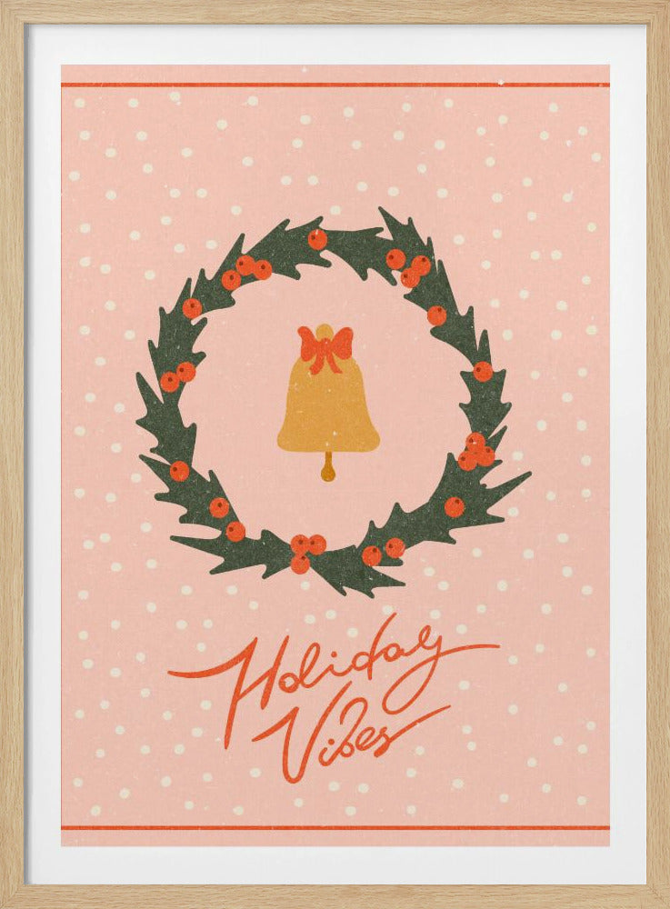 Christmas wreath with bell and bow | Poster