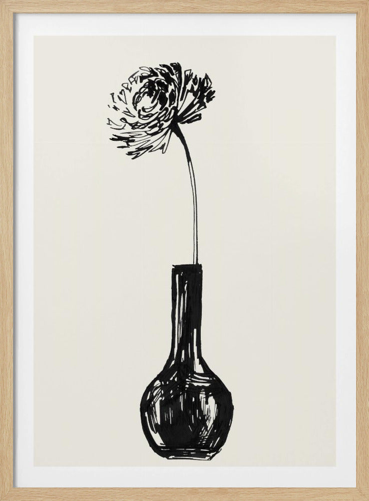 Flower in a vase ink sketch | Poster