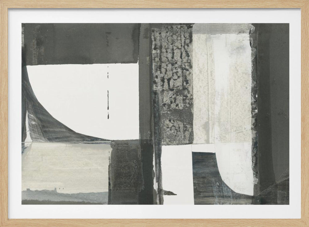 Monochrome Black Abstract Shapes Light 2 | Poster