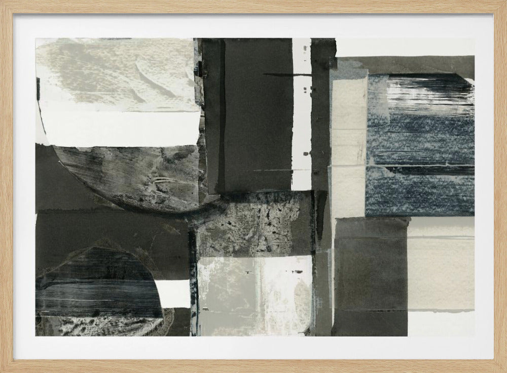 Monochrome Black Abstract Shapes Light 1 | Poster