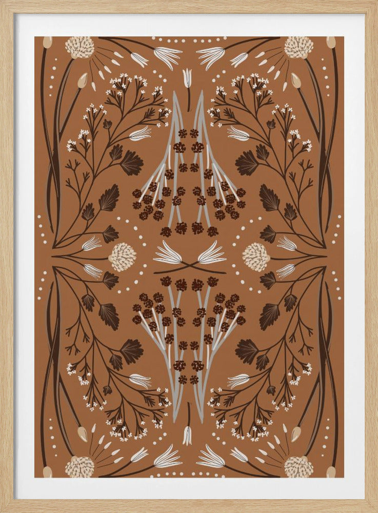 Folk Mirrored Botanicals - Earth Tones | Poster