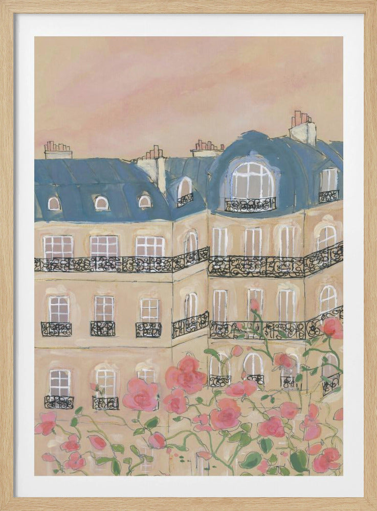 Sunset Over Paris Buildings | Poster