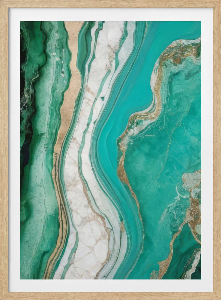 Green And Turquoise Patterns With Marbled Textures | Poster