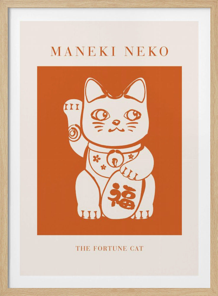 Maneki-neko Cat Orange | Poster