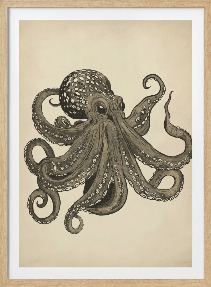 Octopus vintage handpainted | Poster