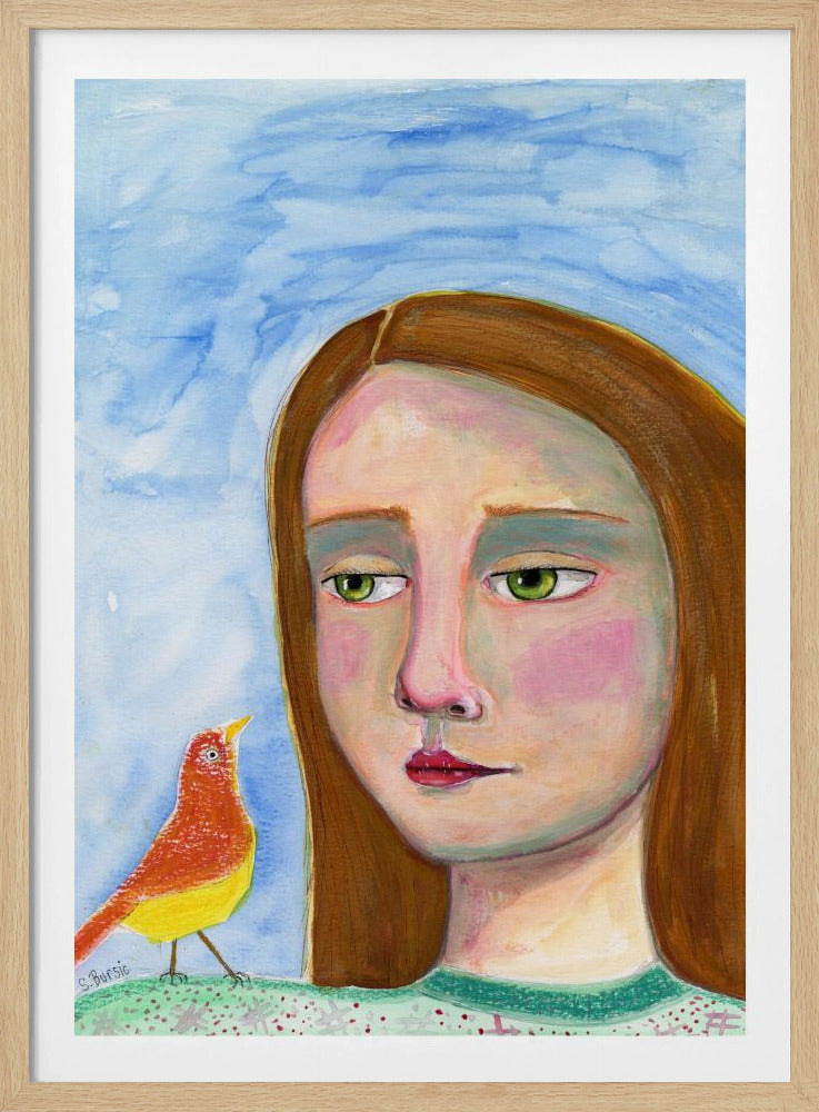 Lady With little Bird | Poster