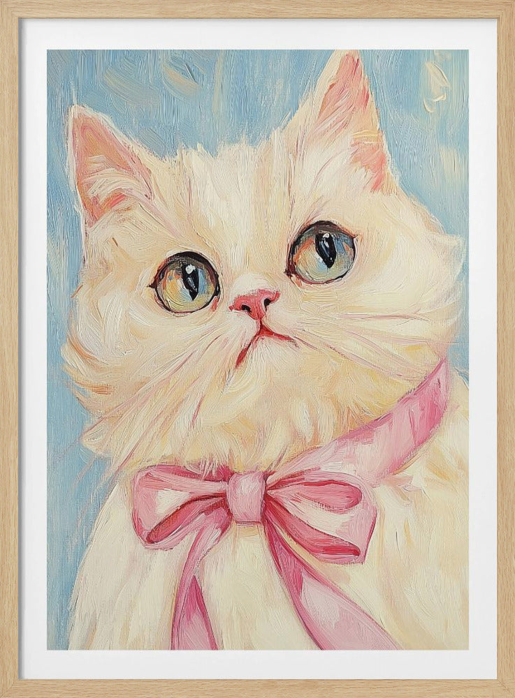 Pink Bow White Cat | Poster