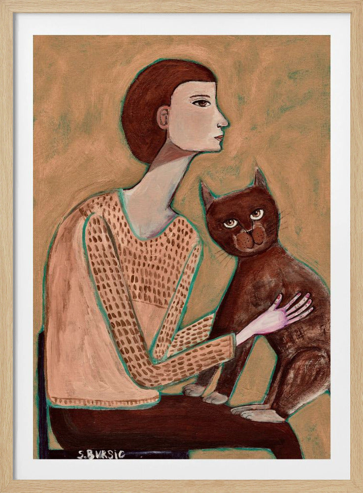 Woman with cat | Poster