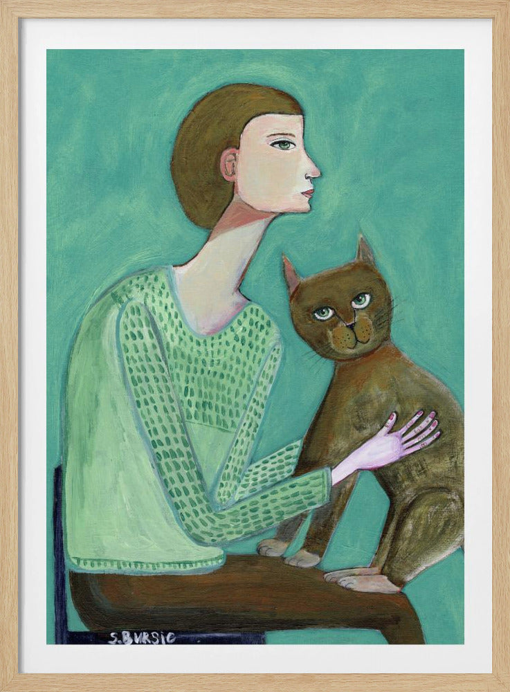 Woman with cat | Poster