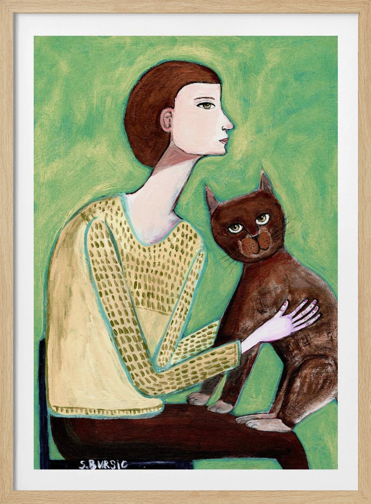 Woman with cat | Poster
