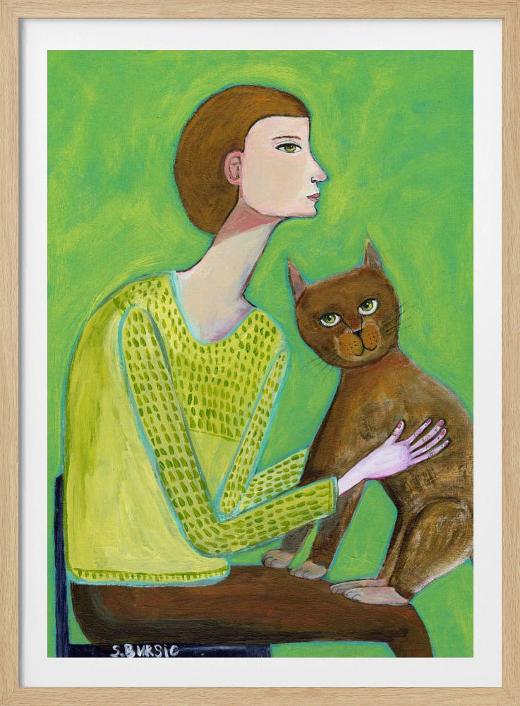 Woman with cat | Poster