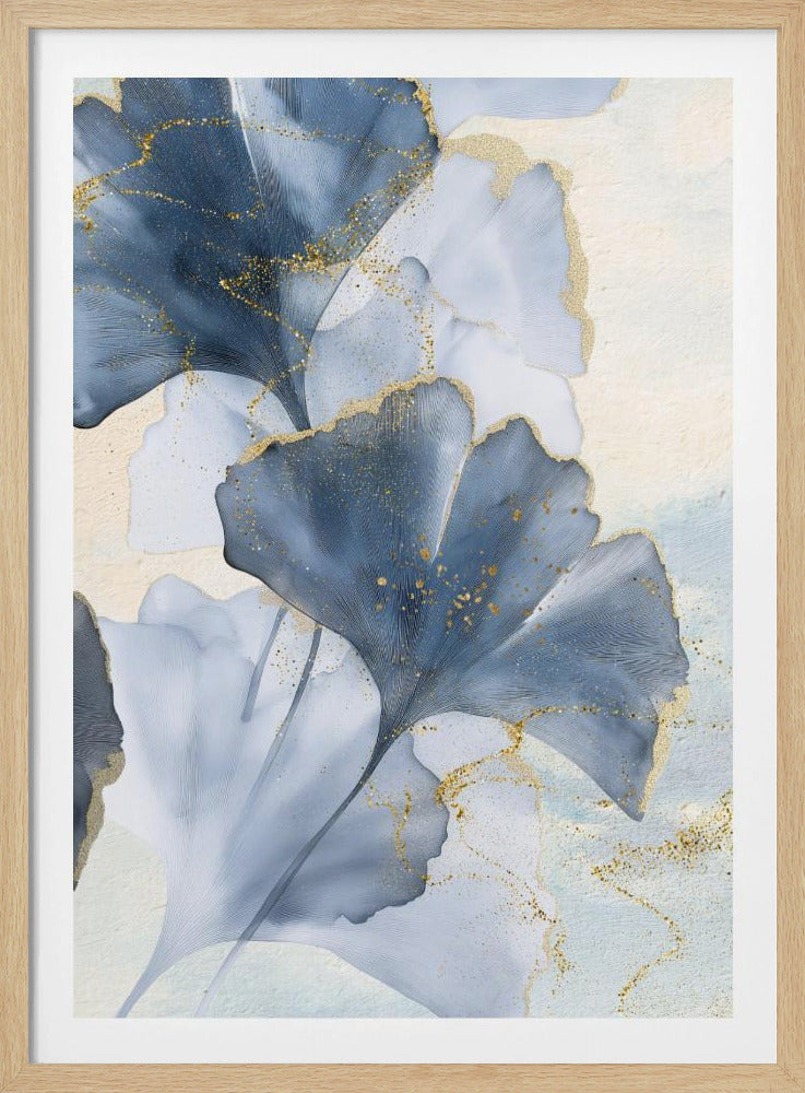 Blue Ginkgo Leaves 2 | Poster