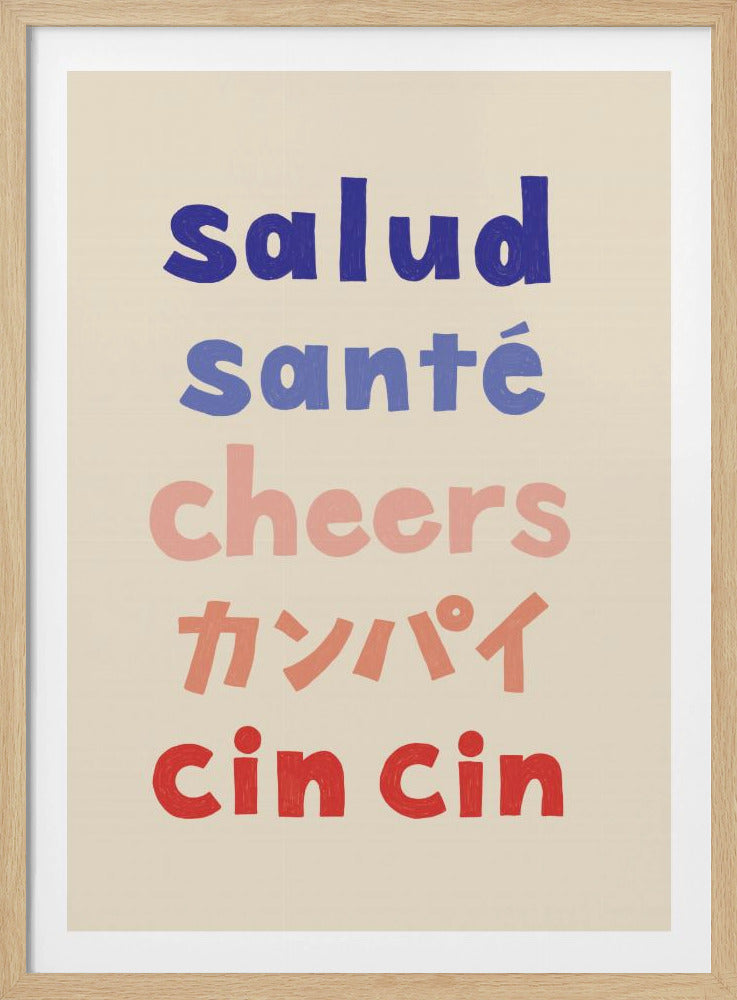 Cheers Typography - Salud Santé Cheers Kanpai Cin cin | Poster