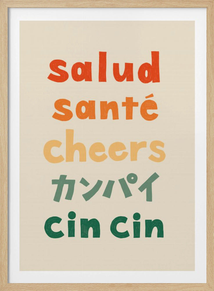 Cheers Typography - Salud Santé Cheers Kanpai Cin cin | Poster
