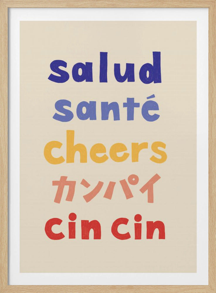 Cheers Typography - Salud Santé Cheers Kanpai Cin cin | Poster