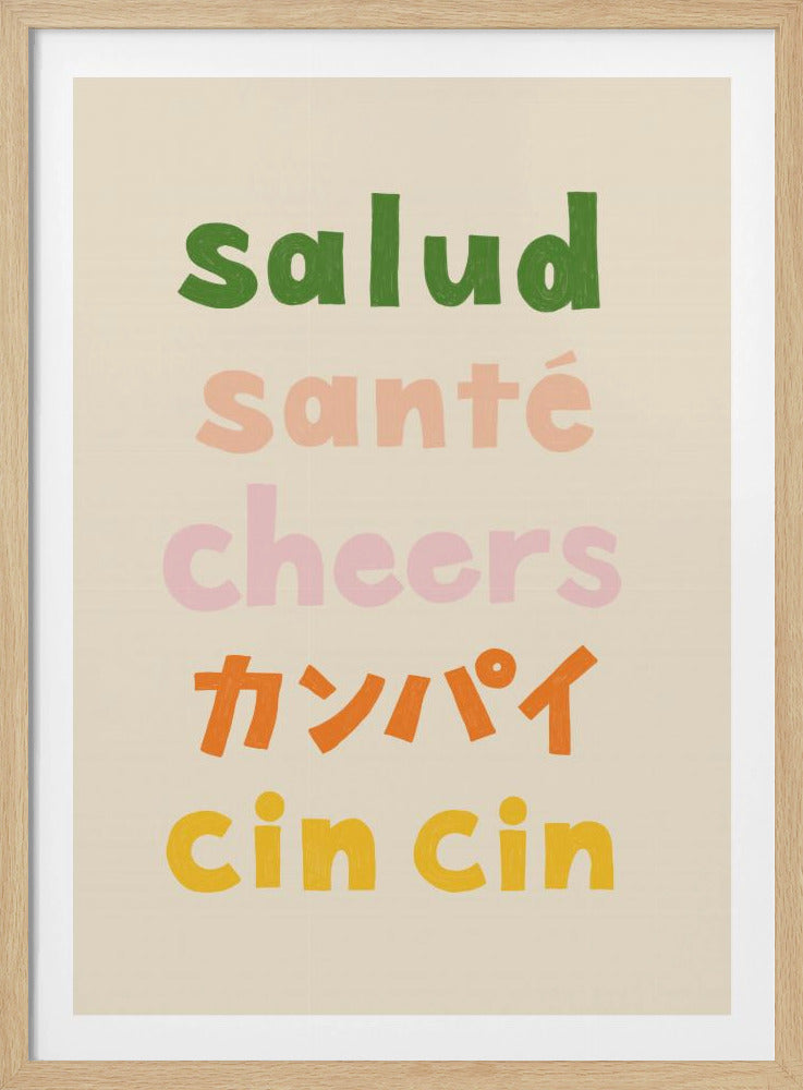 Cheers Typography - Salud Santé Cheers Kanpai Cin cin | Poster