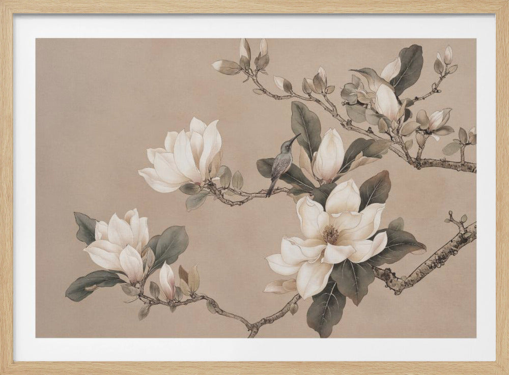 Chinoiserie Magnolia Bird 001 | Poster