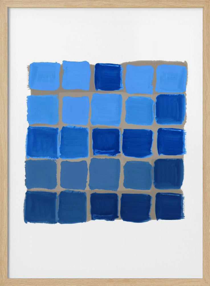 Blue Checkered Square Print | Poster