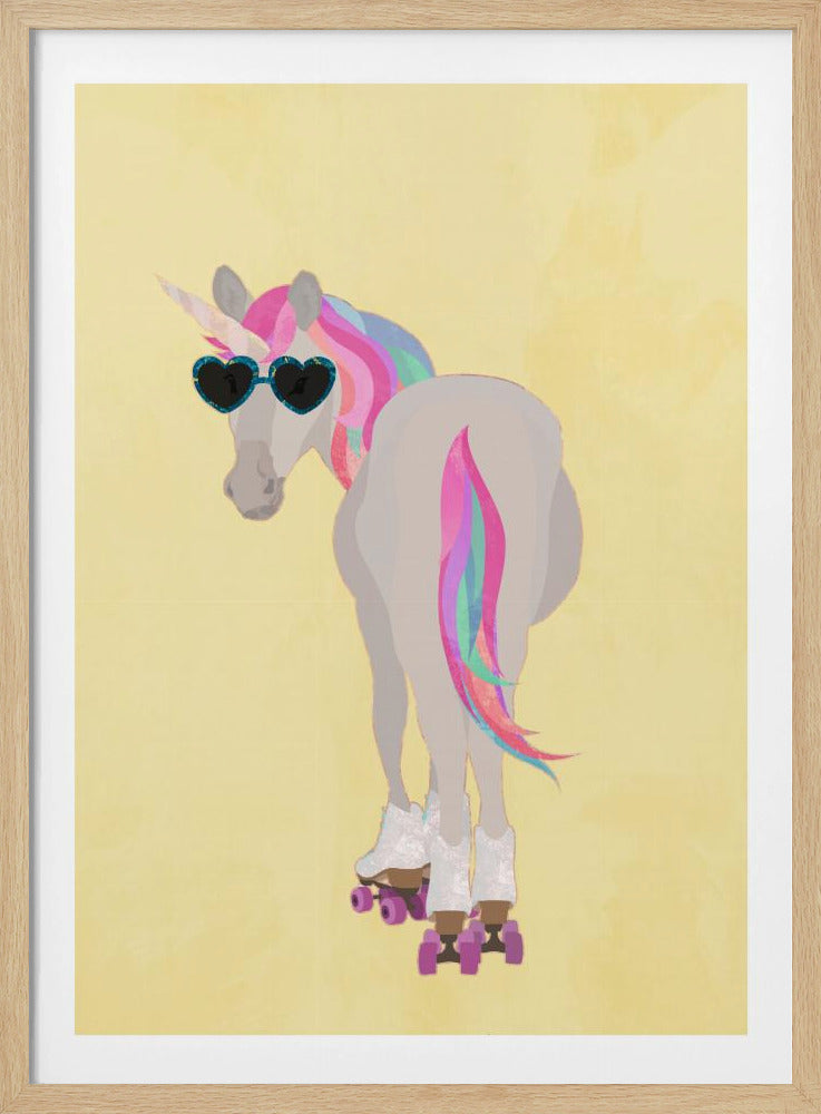 Unicorn rollerskating yello | Poster