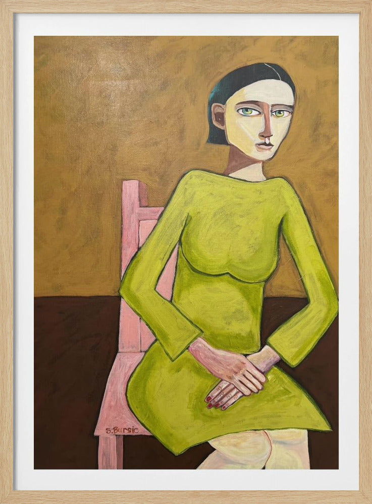 The Good Listener Lady Sitting on Chair | Poster
