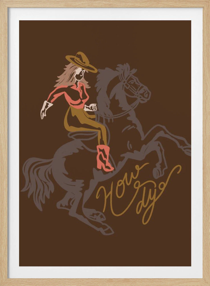 Cowgirl Riding A Rearing Horse | Poster