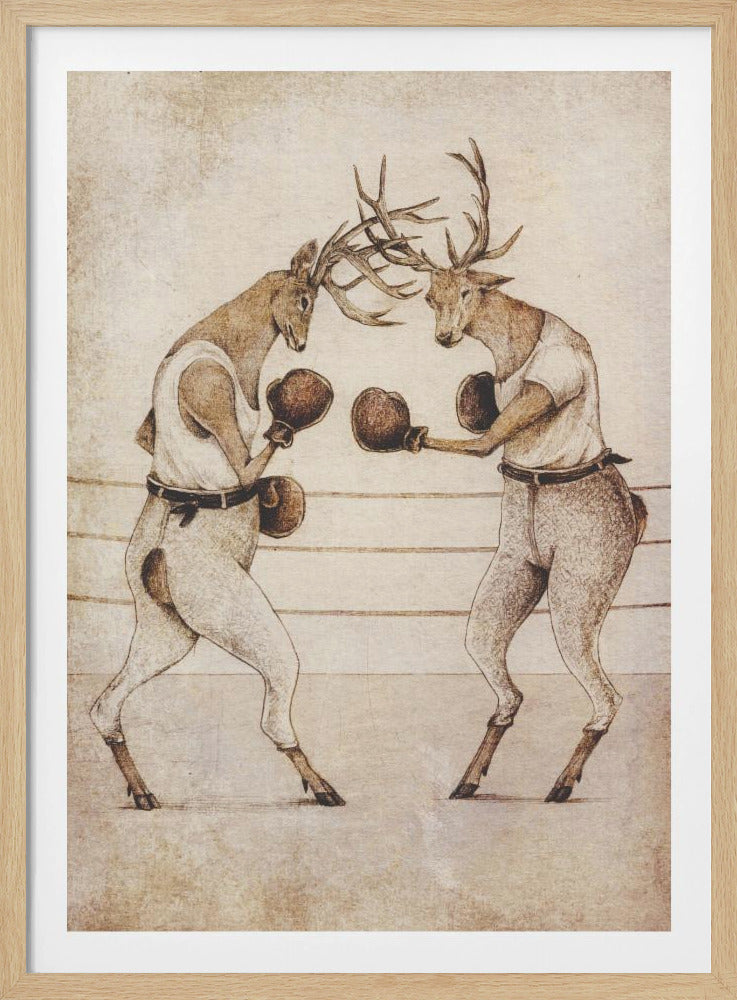 Deer Fight Vintage Style | Poster