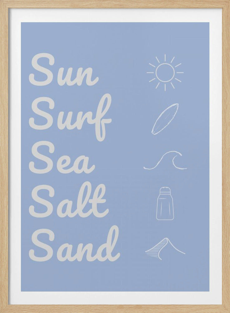 Sun Surf Sea Salt Sand Light Blue | Poster