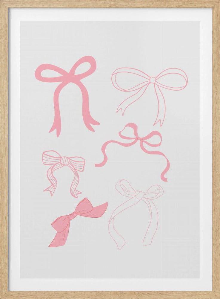 Six Pink Bows In Various Styles | Poster