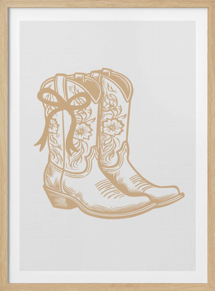 Neutral Cowgirl Boots with Bow | Poster
