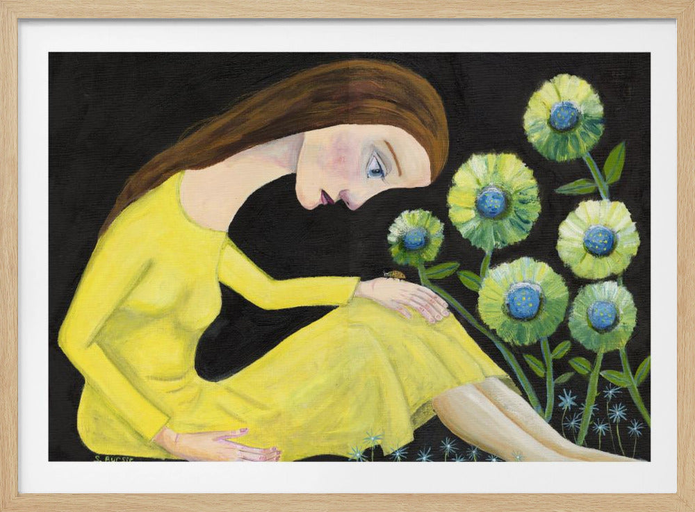 Lady in the garden with lady bug | Poster