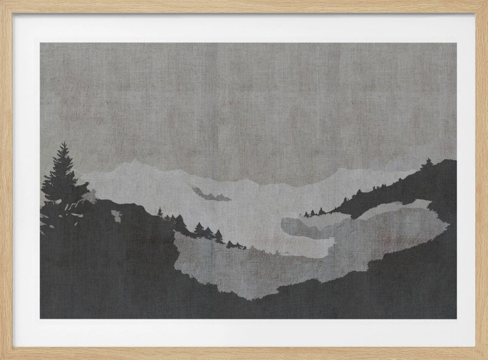 Misty Lake Landscape in Ink Wash Style | Poster