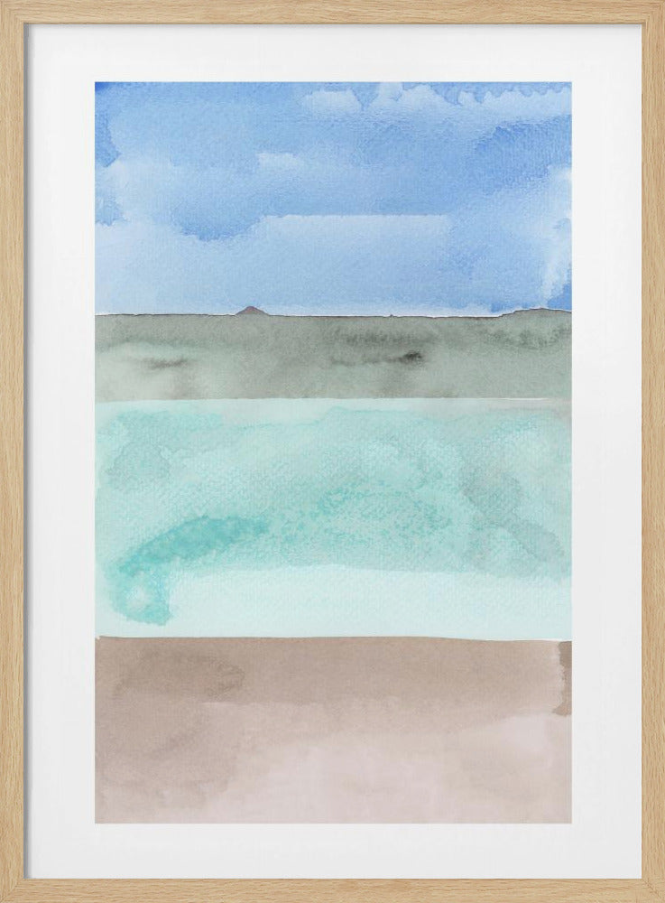 Abstract Horizontal Bands Of Blue,Green And Beige | Poster