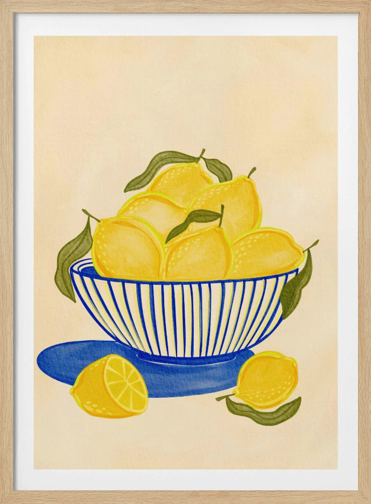 Bowl Of Vibrant Yellow Lemons | Poster