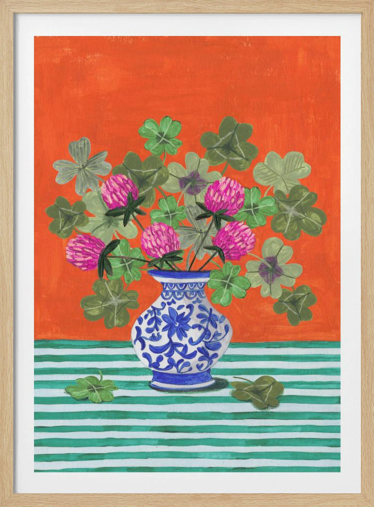 Clovers and Pink Blossoms | Poster