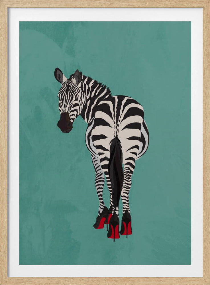 Zebra in heels teal | Poster