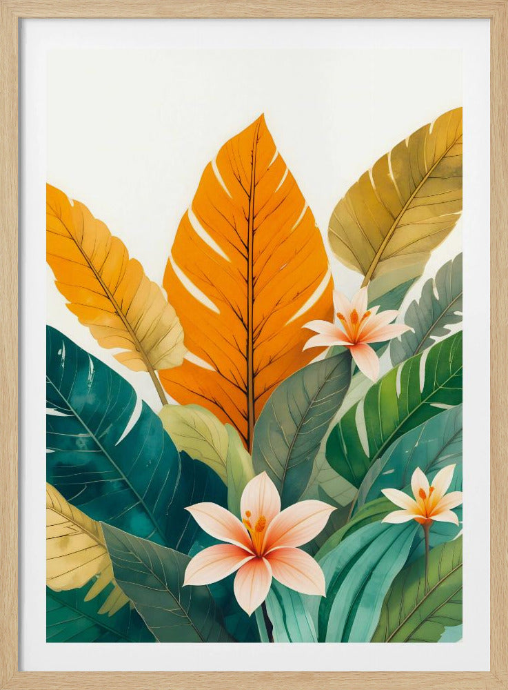 Tropical Leaves And Delicate Flowers | Poster