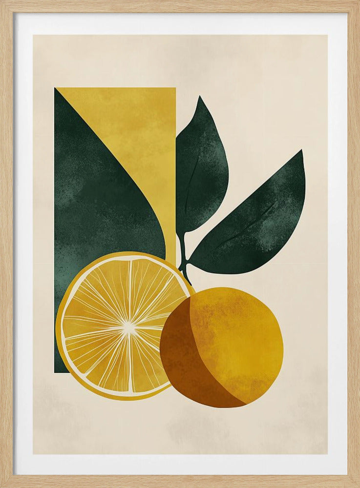 Yellow Lemon with Green Leaves Serenity | Poster