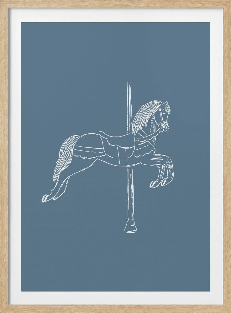Circus Horse Vintage Blue | Poster