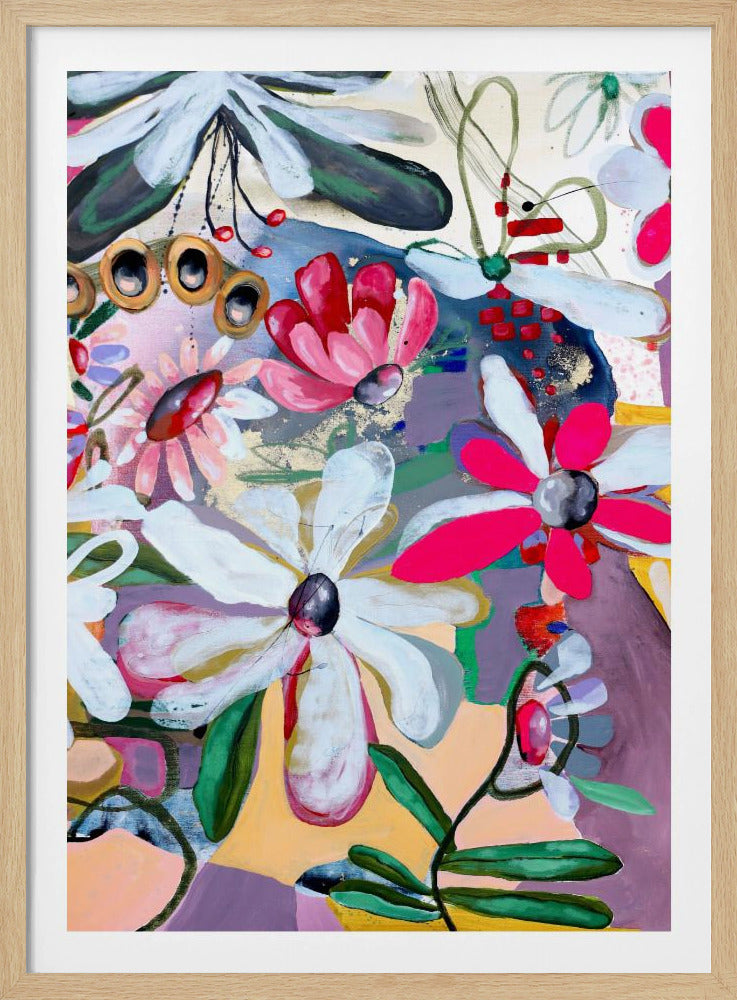 Vibrant Flowers with Bold Pink and White Petals | Poster