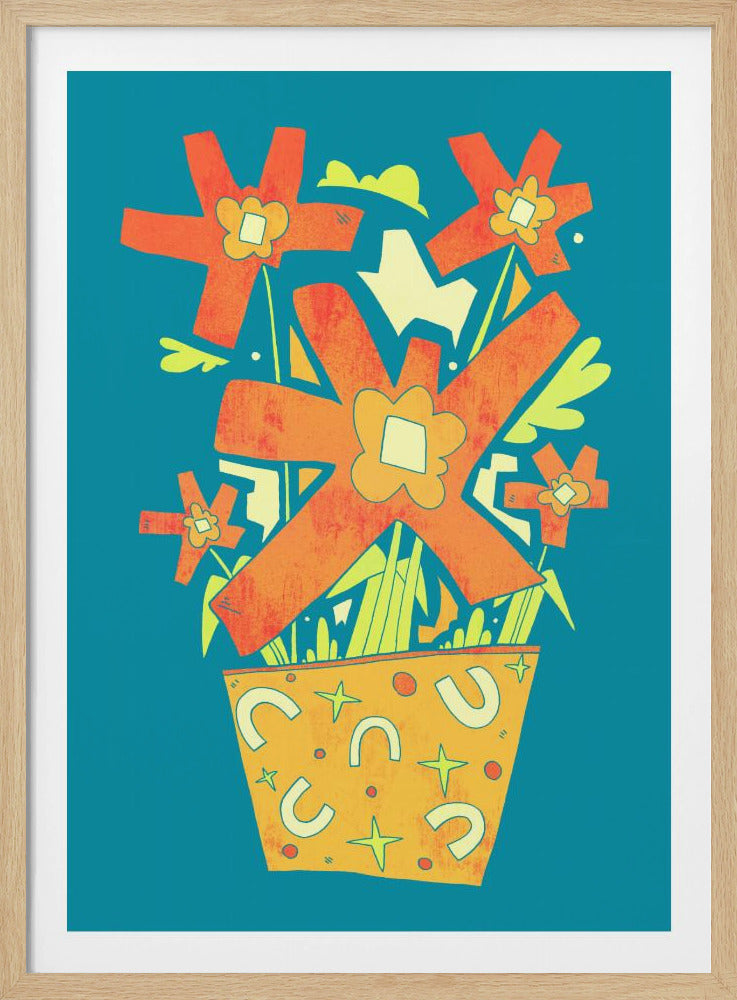 Abstract Flowers In A Decorative Pot | Poster