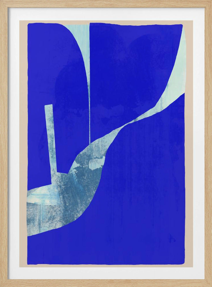 Blue Background With A Dynamic White Curve | Poster