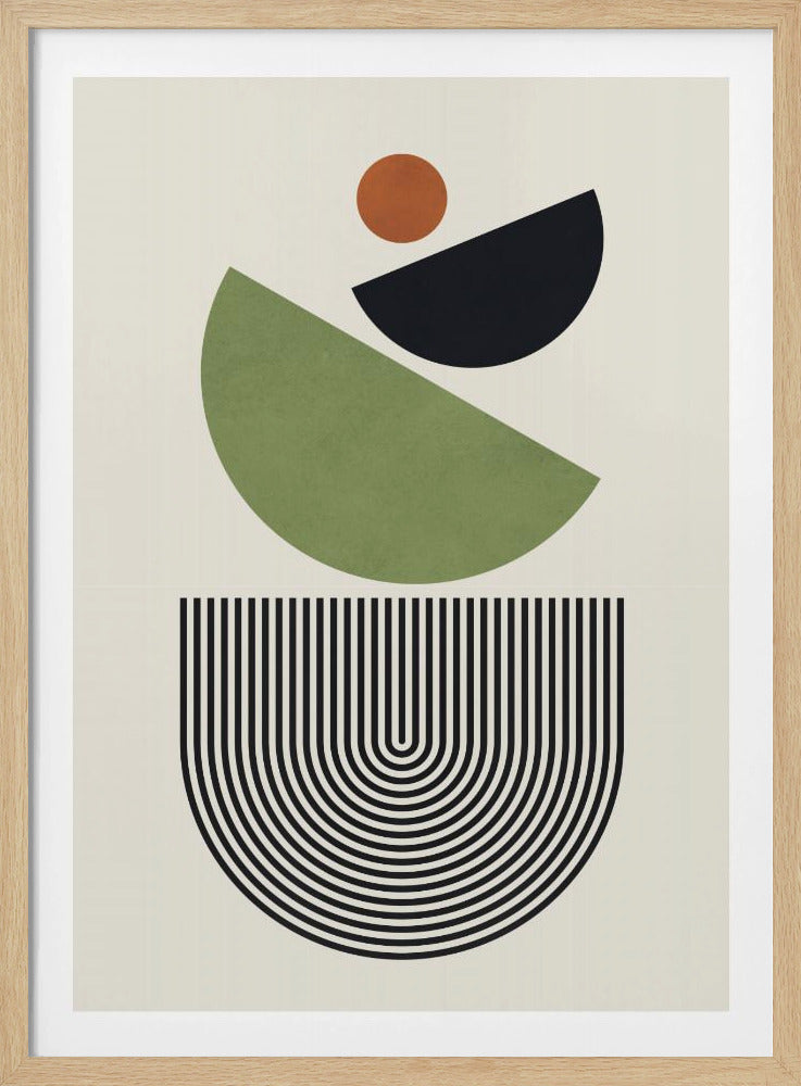 Geometric Shapes in Green Black and Orange | Poster