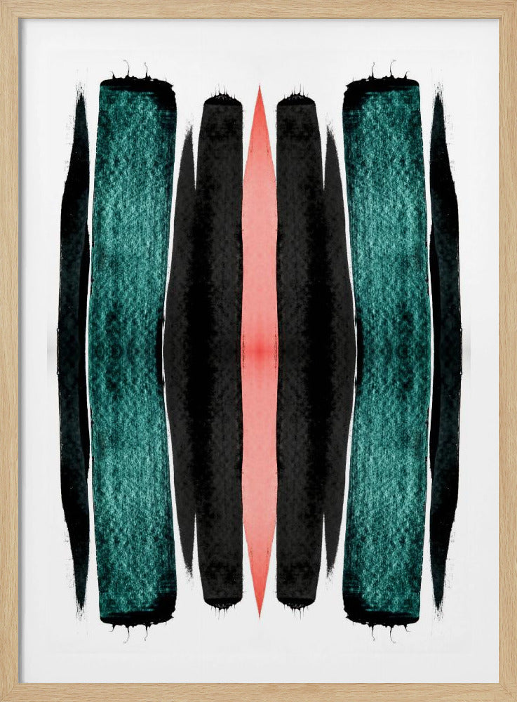 Turquoise And Black Vertical Stripes | Poster